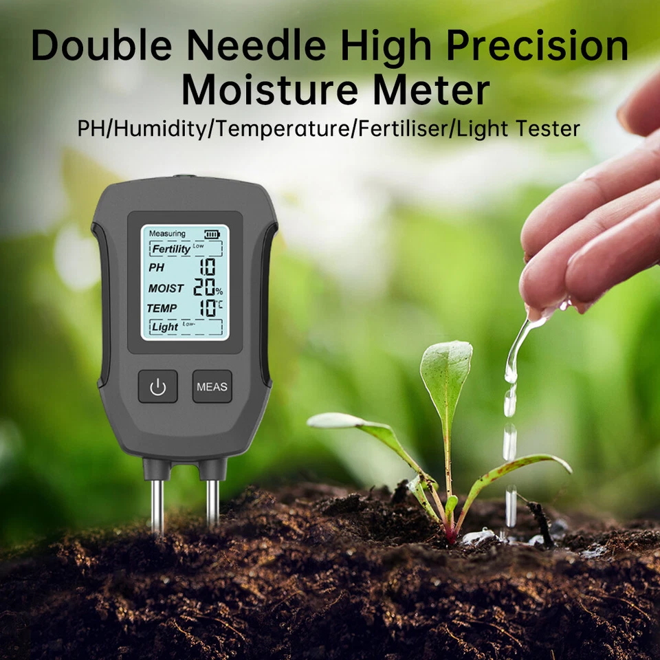 5-in-1 Digital PH Soil Tester LCD Moisture Plant Water Temperature Light Meter - Image 4 of 4