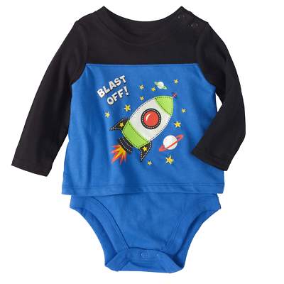 Garanimals Baby Boy Long-Sleeve in Bodysuit Spaceship Blue