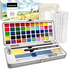 Watercolor Paint Set 50 Colors, Travel Watercolor Set with Portable Carrying ...