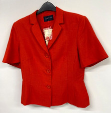 Alexon Jacket Blazer Uk 10 Red Linen Blend Short Sleeve 941