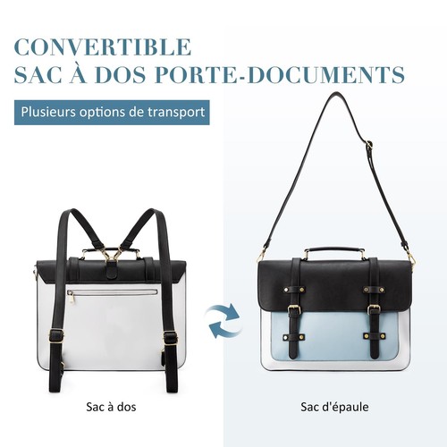 Sac Ordinateur Femme 156 Pouces Sacs à Main Portés Dos Bandoulieres Cuir PU V... - Photo 5/7