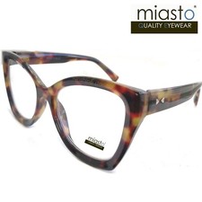 MIASTO "BOLD STATEMENT" LARGE SQUARISH BIG CAT EYE READING GLASSES 2.00 TORTOISE