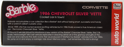 Auto World 1/18 - Chevrolet Corvette 1986 - Série Barbie - Argent Métallisé - AWSS142/06