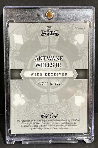 2023 Wild Card 5 Card Draw Stacked Deck Antwane Wells Jr. 1/1 Auto SD-AWA - Bild 2 von 2