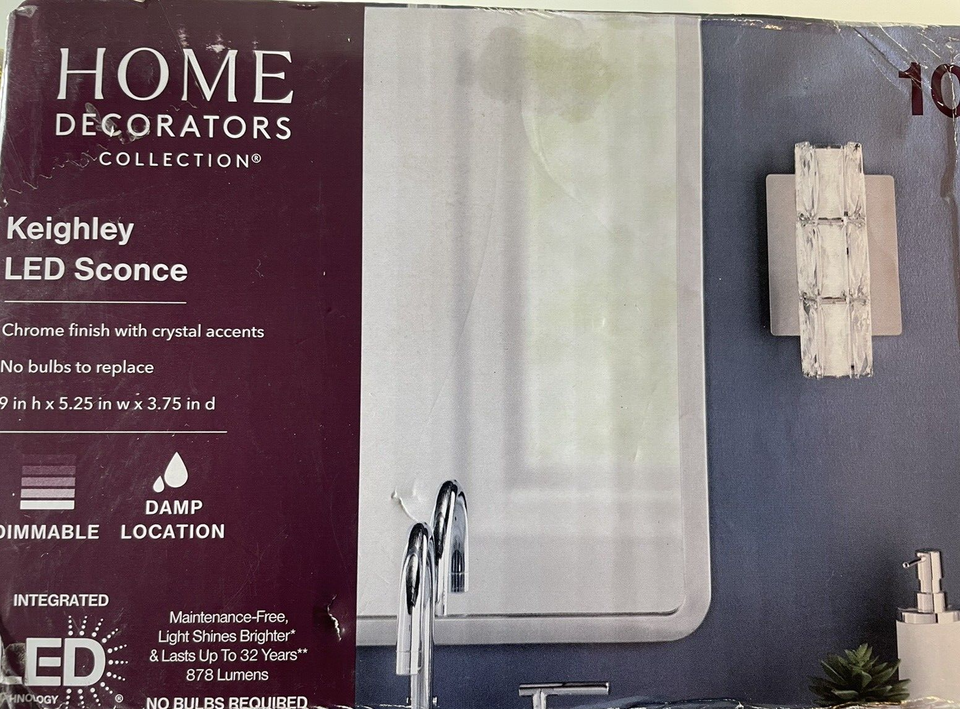 Keighley Chrome Integrated LED Crystal Wall Sconce Light Fixture eBay