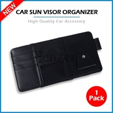 Pu Leather Car Sun Visor Organizer Pouch Bag Multiple Pocket Card Storage Holder