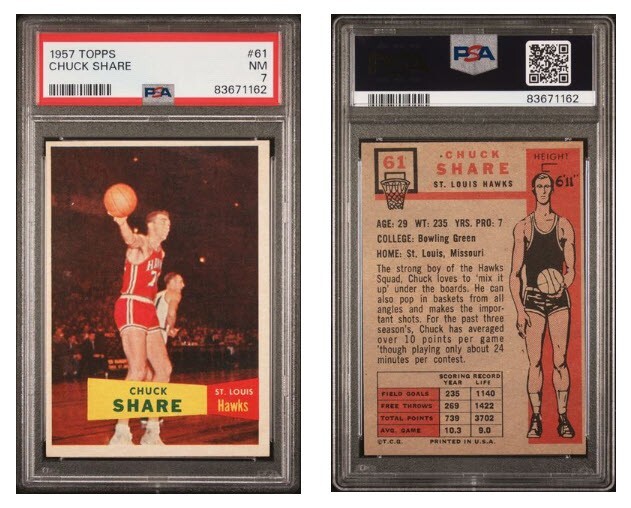 1957 TOPPS Chuck Share SP Short Print #61 PSA 7 NM