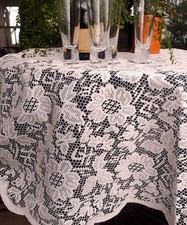 FancySupply 60-Inch Ivory Floral Lace Round Tablecloth Overlay Table Cover