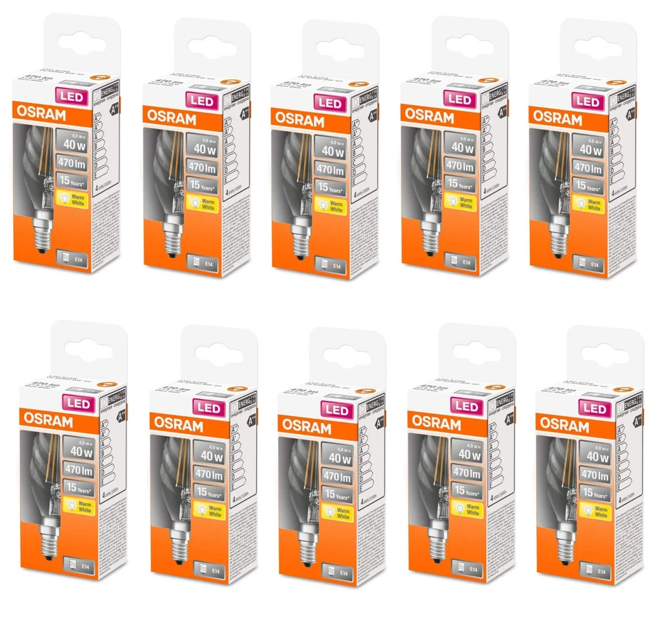 10x Osram LED STAR Classic BW 40 Kerze E14 4W = 40W gedreht EEK:F (Spektrum A-G) - Bild 3 von 4