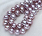 18“9-10mm natural south sea genuine lavender round pearl necklace