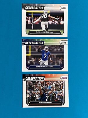 2024 Score Football Celebration Lot Geno Smith Maxx Crosby DJ Moore