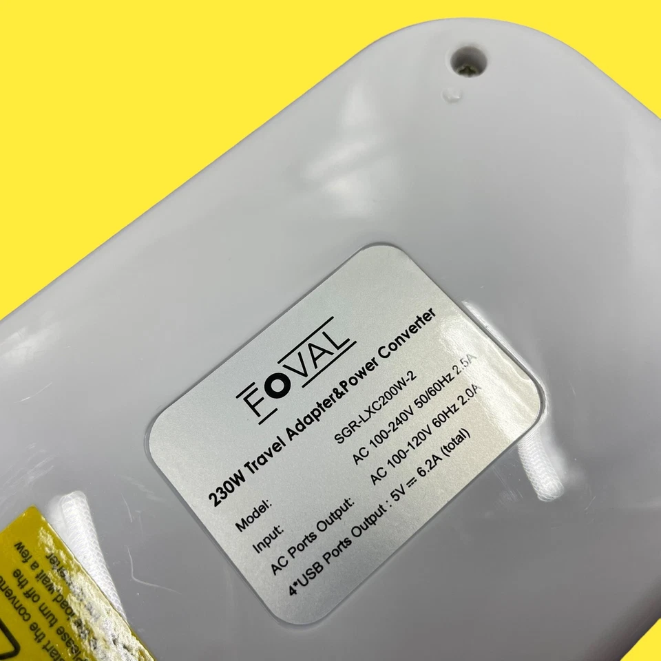 Adaptador de viaje FOVAL 230W cargador convertidor de voltaje con puertos USB #3449 Z65/20 Foto 2 de 4