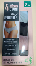 New 4 Pack PUMA Ladies Seamless Bikini Blue Black Pink Gray Size XL