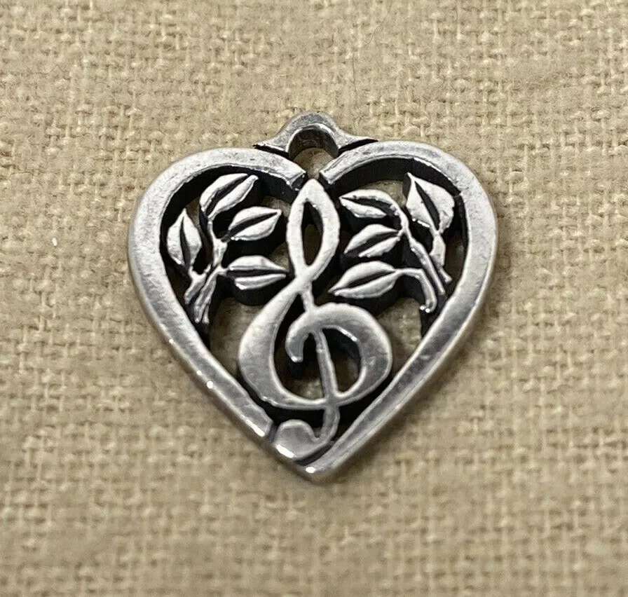 Retired James Avery Music Note Treble Clef Heart Charm Sterling Silver