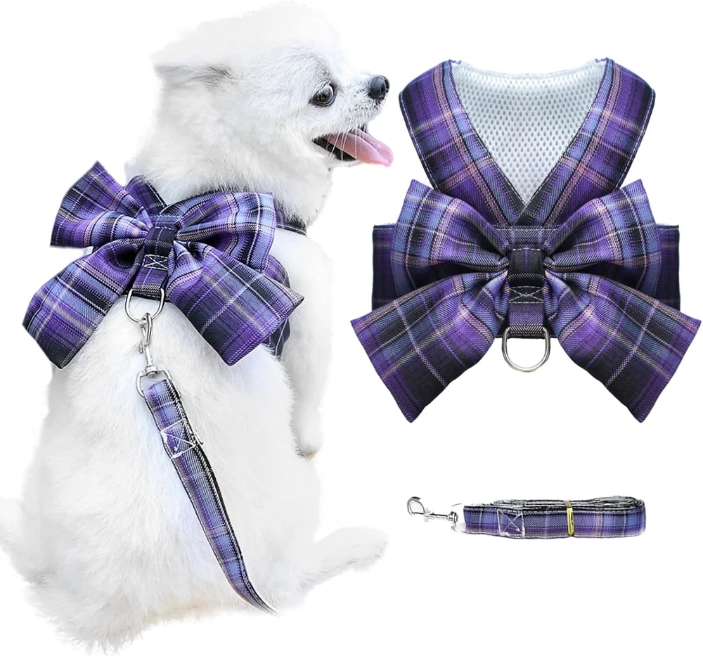 Dog Harness for Small Dogs with Bow Small Harness for Girl Dogs with D-Ring Soft