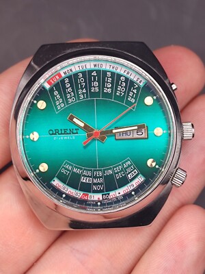 CUSTOM ORIENT COLLEGE PERPETUAL MULTI YEAR CALENDAR AUTOMATIC VINTAGE JAPAN