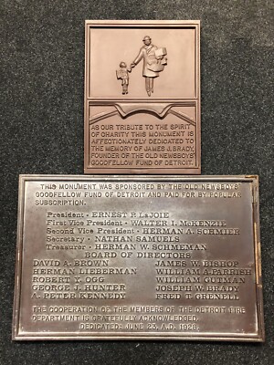 HISTORICAL 1928 DEDICATION TABLETS FOR DETROIT GOODFELLOWS STATUE-BELLE ISLE
