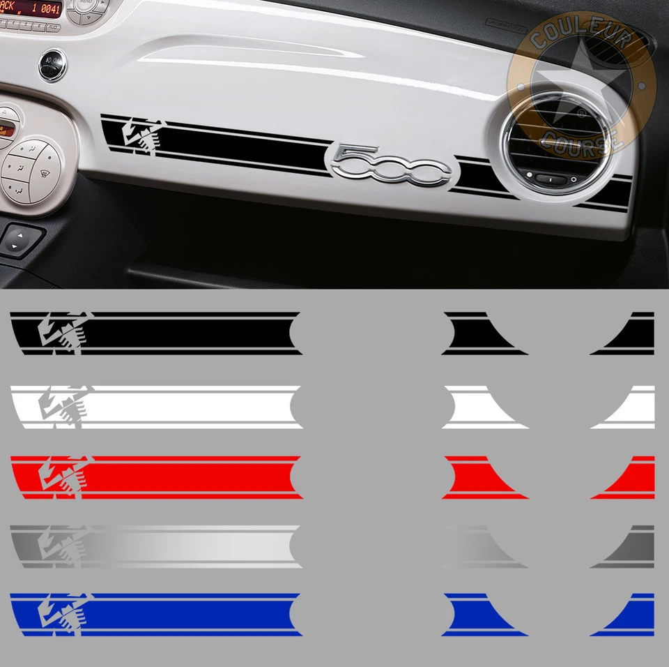 1 X BANDE ABARTH RACING TABLEAU DE BORD POUR FIAT 500 DECO AUTOCOLLANT BD536-4