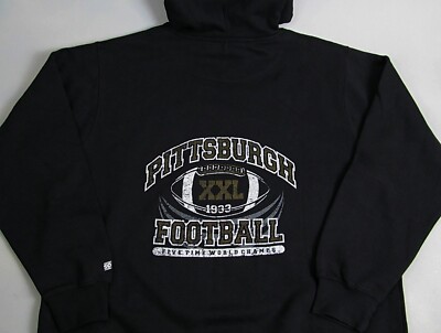 Vintage Pittsburgh Steelers Hoodie Sweatshirt Mens Size XL Black