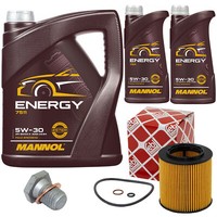 MotoröL Set Mannol 5W-30 7 Liter + ÖLfilter + Schraube FüR BMW 1Er 3Er 5Er 6Er