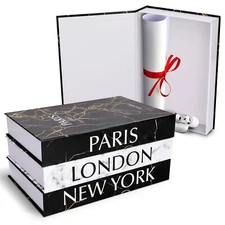 Decorative Books for Home Decor - Set of 3 Faux Coffee Table Books for Modern...