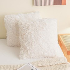 Faux Fur Throw Pillow Covers, Fluffy Soft Fuzzy Decorative Pillow Cases Cute ...