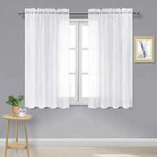 DWCN White Sheer Curtains Semi Transparent 52"W x 54"L Pack of 2 ,