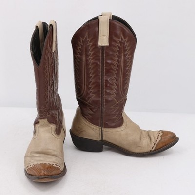 Laredo 61161 Men s Western Cowboy Boots Leather Two Tone Lizard Print Toe Size 8
