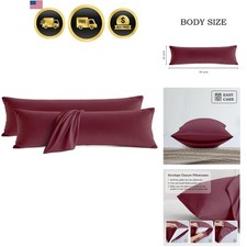 Pillowcases Set of 2 Burgundy Microfiber 20x54 Body Pillow Covers