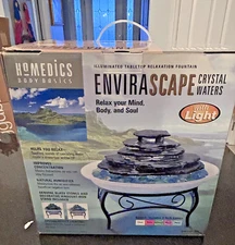HoMedics Envirascape Crystal Waters Tabletop Fountain NIB Relaxation w/ Light