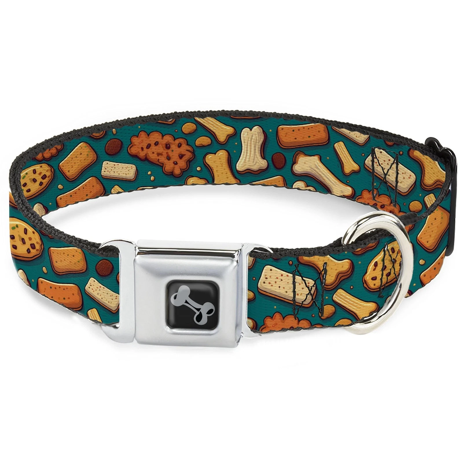 Buckle-Down Pet Collar, Dog Collar Metal Seatbelt Buckle, Dog Bone and Biscuit T