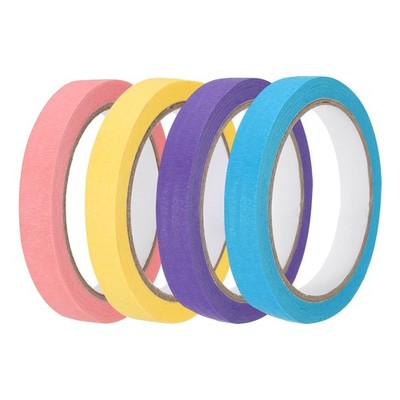 4pcs 9/16'' x 22 Yard Colored Masking Tape, Blue Pink Purple Yellow