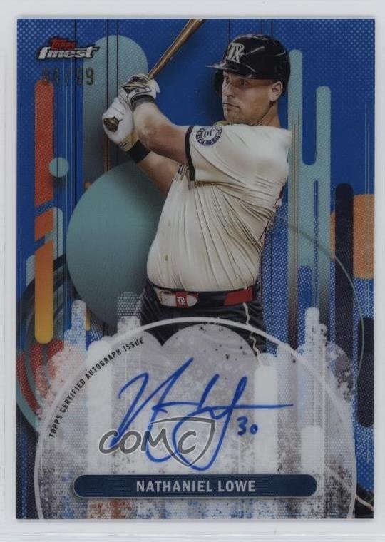 2025 Topps Finest Blue Refractor /99 Nathaniel Lowe #FA-NL Auto 1co7