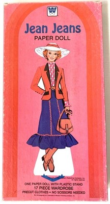 Whitman ''Jean Jeans'' 1982 Vintage Paper Doll - 1 Doll + 16 Wardrobe - Some Uncut
