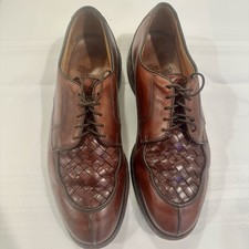 Allen Edmonds Shoes Hersey Weave Oxford Men 7.5 D Brown Leather Lace Up USA Made
