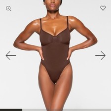 Skims Brown Scoop Neck Thong Bodysuit Size L
