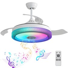 42 Retractable Invisible Blades Ceiling Fan. Bluetooth Music Player Chandelier