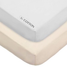 2 Pack Cotton Fitted Crib Sheets 52x28 Soft Breathable Neutral