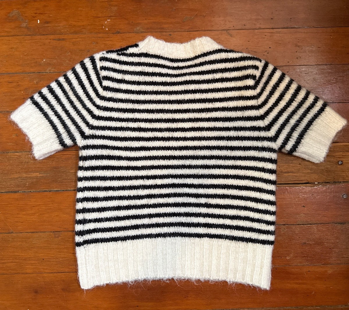 Christian Dior Ecru/Black Wool Striped Marinière Short Sleeve