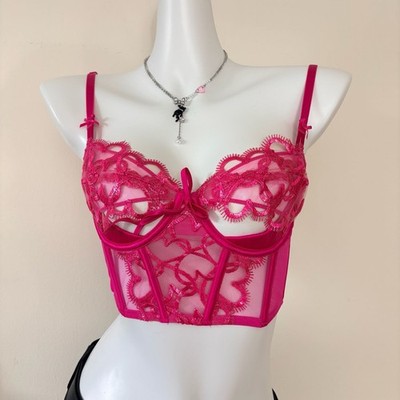 Victoria's Secret Wicked Shimmer Heart Embroidery Unlined Corset Top