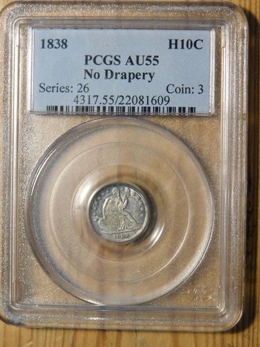 1838 No Drapery Liberty Seated Half Dime *PCGS  AU 55*