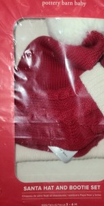 Pottery Barn Kids Santa Hat and Bootie Set in size 3-6 months. New in plastic
