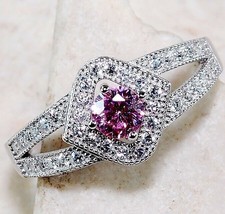 1CT Treated Pink Sapphire  Topaz 925 Solid Sterling Silver Ring Sz 7 UB1-2