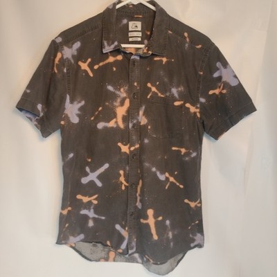 Quicksilver Modern Dress Shirt Button Up Short Sleeve Adult Medium