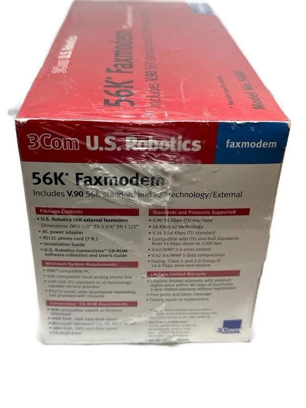 MÓDEM FAX 56K ROBÓTICA EE. UU. DE COLECCIÓN MODELO 5686 - NUEVO SELLADO Foto 3 de 4
