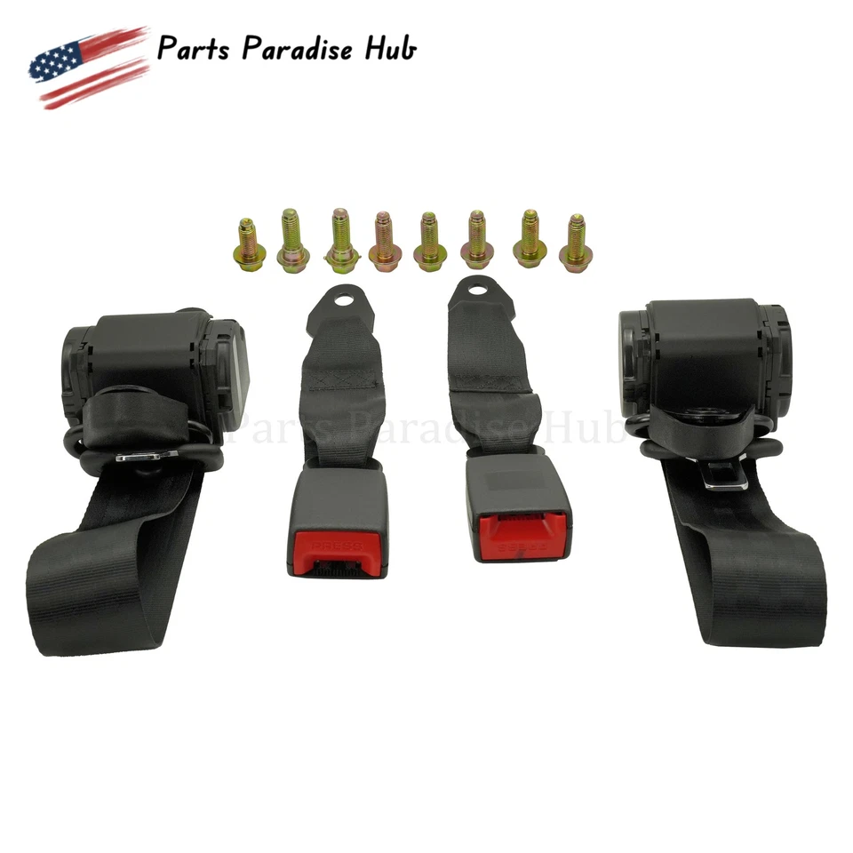 2PCS Adjustable 3 Point Safety Seat Belt Straps Retractable Belt Kit Car Vehicle Foto 3 de 4