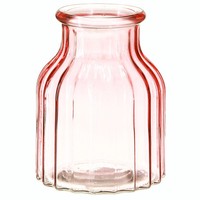 Retro Glas Blumenvase Rosa Ø11Cm H14,5Cm 2Er Set , 2 StüCk