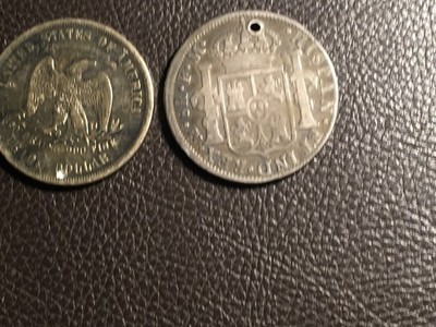 1895 8 Reales Plus1874 Trade Dollar Both With Holes