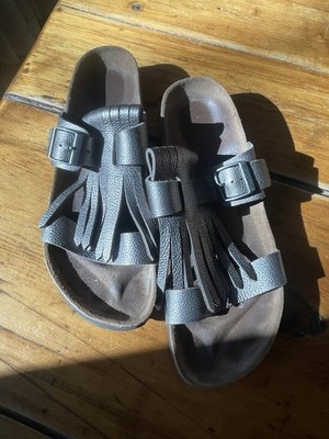 Birkenstock Maddie Fringe Papillio Metallic Grey  Womens 42 Wide N Boho (10)