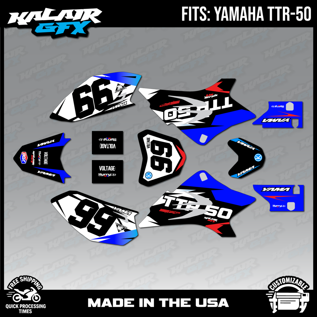 TTR。エミサリー×1カートリッジ×1 Graphics Kit for Yamaha TTR50 (2006-2023) TT-R50E TTR50 Division